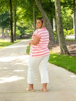 Stripe V-Neck Collared Cap Sleeve Top | S - XL -Bee Cool Store 0e59d7631472292fa11f3a8e80615bb6