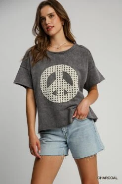 Peace Sign Lace Applique Top | S - 2XL Umgee