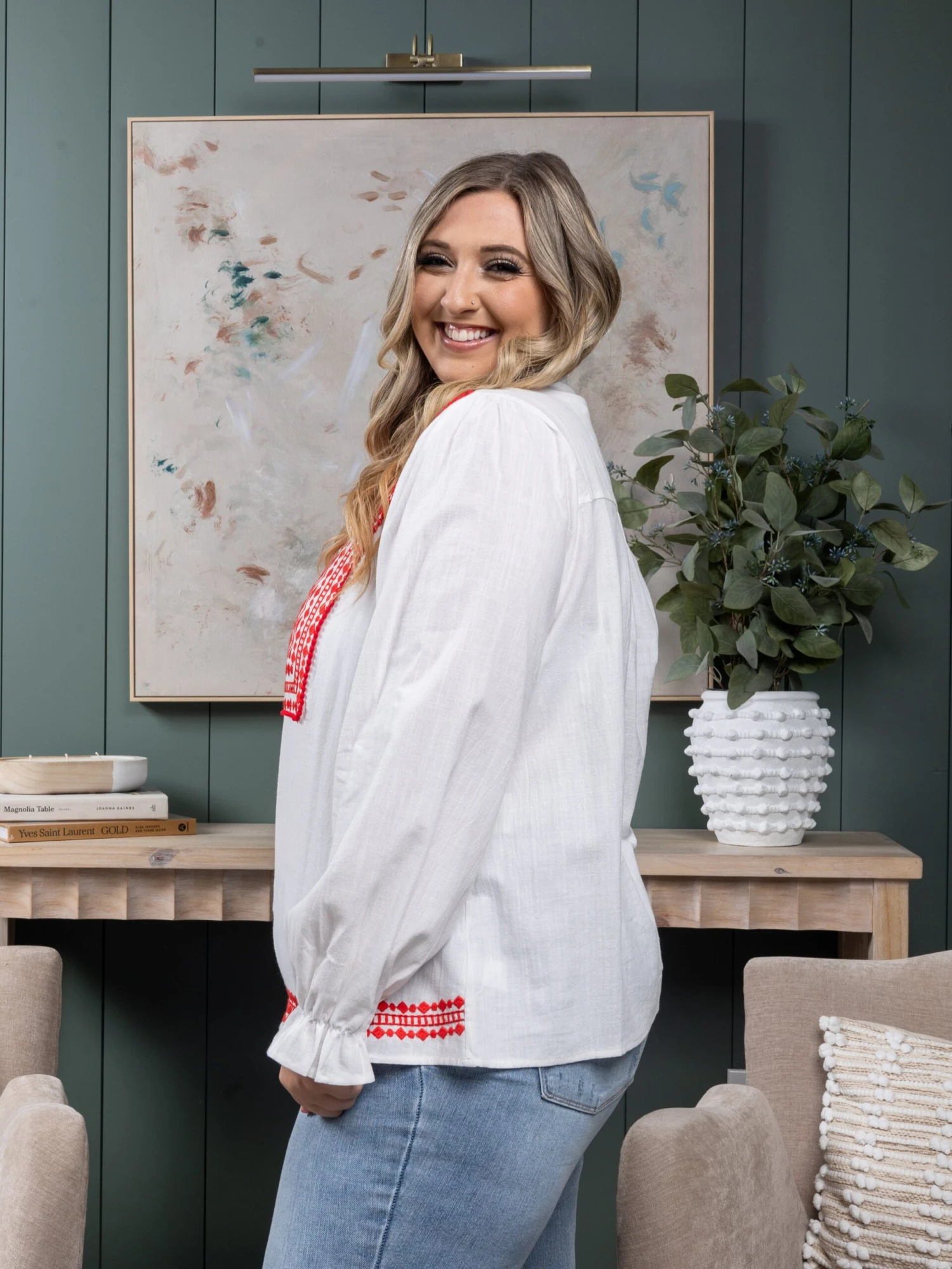 Embroidered Long Sleeve Top | S - 3X 6 Embroidered Long Sleeve Top | S - 3X - Image 4