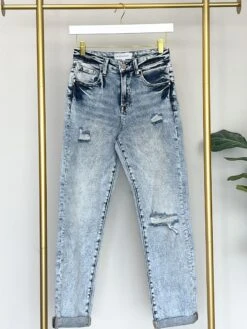 Risen Distressed Boyfriend Jeans W/ Roll Up Hem | 0-3X