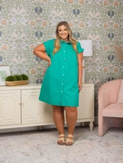 Shirred Ruffle Sleeve Button Up Short Dress | S - XL