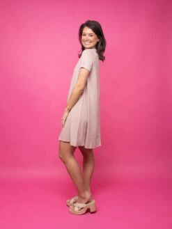 Short Sleeve Round Neck Cotton Dress W/ Ribbing | S - XL -Bee Cool Store 242eaa65edd79bd6013a4de4b74a5545