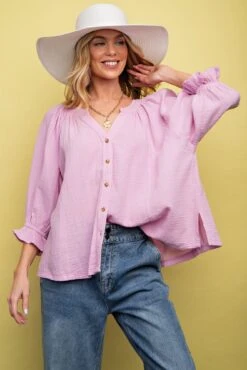Cotton Gauze Button Down Top | S - L