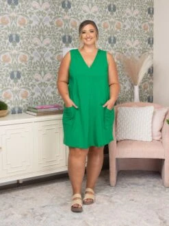 V-Neck Sleeveless Solid Cotton Dress W/ Pockets | S-3XL -Bee Cool Store 384e38f2cf3eaa1c70914df0ed7a08fe