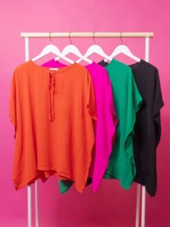 Round Neck Front Tie Oversized Poncho Top | S - XL