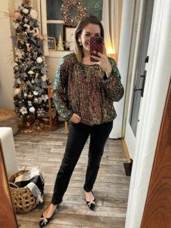 Multi Color Sequin Bubble Sleeve Top | S-L *Final Sale*