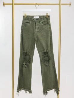 Risen High Rise Distressed Straight Leg Jeans | 0 - 3X