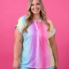 Lizzy Wrinkle Free Short Sleeve Ombre Top | S - 3X -Bee Cool Store 41e63ad116e6def3c09f10fdacc25156