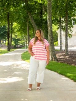 Stripe V-Neck Collared Cap Sleeve Top | S - XL -Bee Cool Store 4779a071d1b2f552dca5774156c1d642