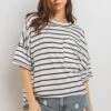 Striped Drop Shoulder High Low Tee | S - L -Bee Cool Store 54d2aaf40360f4d583661028754204eb