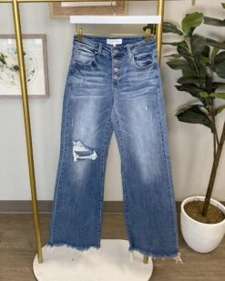 Risen Mid Rise Button Down Wide Leg Jeans | 1 - 3X