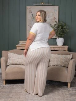 Stripe Print High Waist Pants W/ Slit | S-L -Bee Cool Store 6130daa09717a3adbd34401b1b3a18be