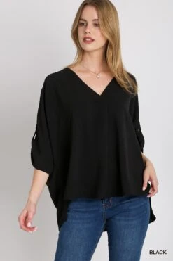 V-Neck Boxy Cut Oversized Top | S - 2XL Umgee -Bee Cool Store 621965503397b047a1433a8d2ba6e0c0