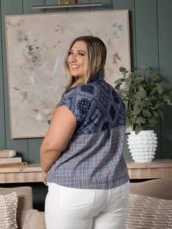 Short Sleeve Mix Print Button Up Top | S-L -Bee Cool Store 62bd38a8f3b0e63417165fa5c2b3156e