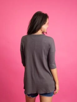 3/4 Sleeves Round Neck Ribbed Tunic Top W/ Pockets | S-XL -Bee Cool Store 62ec09a8526660de09787925894b08f5