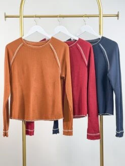 Textured Round Neck Long Sleeve Top W/ Contrasting Seams | S- XL -Bee Cool Store 69jfPE4YIXWC0K2aE1RwaVOdXnsZLe5N2mSnrldC