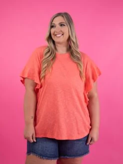 Washed Cotton Knit Flutter Sleeve Round Neck Top | S - XL -Bee Cool Store 6adafc32bc810141e2aa8b9c787fdfc1