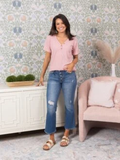 Risen Mid-Rise Crop Flare Button Down Jeans | 0 - 3X -Bee Cool Store 6c09e2ec456671e4b2fb14267684a425