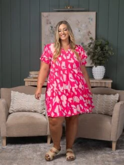 Abstract Printed Puff Short Sleeve Tiered Dress | S - XL -Bee Cool Store 73677c03a747451879ae5da918f8891e