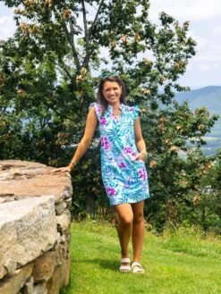 Sasha Pleated Cap Sleeve Shift Dress SPF 50 | XS-XL -Bee Cool Store 74a139727fe20f664593c752f5e85204