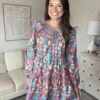 Floral Tiered Ruffle Long Sleeve Mini Dress | S - 3XL