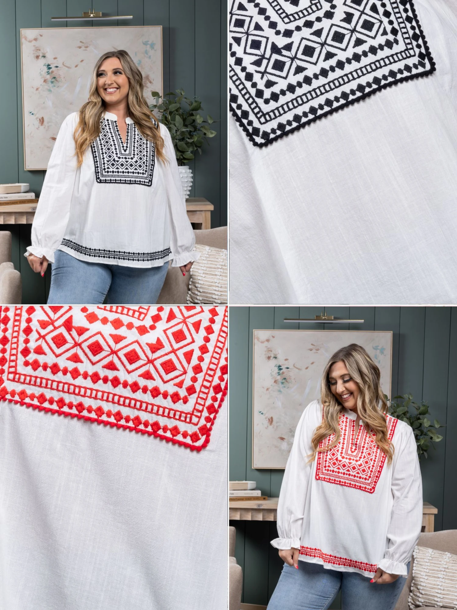 Embroidered Long Sleeve Top | S - 3X 3 Embroidered Long Sleeve Top | S - 3X