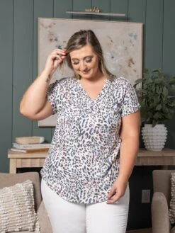 Animal Print Short Sleeve Top | S - 3X