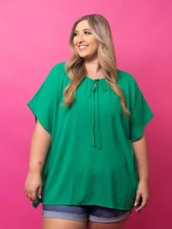 Round Neck Front Tie Oversized Poncho Top | S - XL -Bee Cool Store 8c4d3e4c0c6b746f323bc5bf378e2cc1