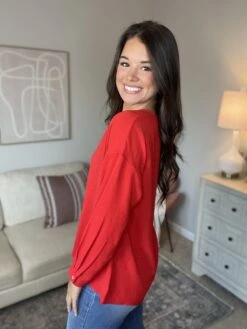 Solid Long Sleeve Split V-Neck Top | S - L -Bee Cool Store 8cYDwumUQ9S2auIxOzpS0jXAoN9BvoLLuwE1R0RF