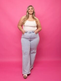 Risen High Rise 90's Wide Leg Jean- Light Wash | 1 - 3X -Bee Cool Store 8cbcf266cc52bf0d4e5a3a28ca8587df