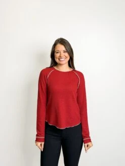 Textured Round Neck Long Sleeve Top W/ Contrasting Seams | S- XL -Bee Cool Store AlKveHNk3F1tNhuYfVL0dPJRQ8xh63EPrDk0toRq
