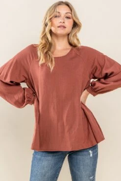 Round Neck Back Tie Flare Blouse | S - 3XL