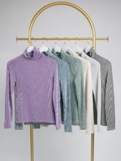 Zenana Ribbed Turtleneck Long Sleeve Top | S-L