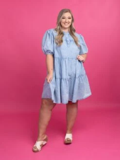Washed Denim Button Up Mini Dress W/ Short Puff Sleeves | S-3X -Bee Cool Store Cez0Bh1cls2CbHp5nABCTcwTH6SkDgqbdZ8YhKTG