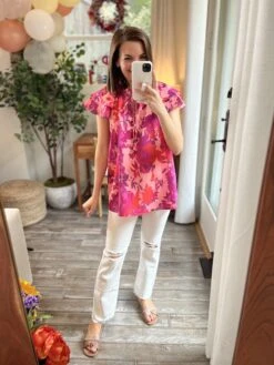 Floral Print Ruffled Tie Neck Blouse | S - 3X -Bee Cool Store CkH6adIhFqnL96qE7nFhwfGZSfxkOYHbhVhIT77y