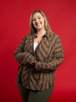 Mineral Washed Oversized Plaid Button Down Collared Shirt | S - 3XL