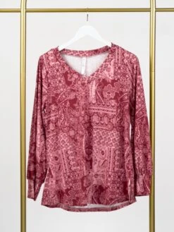 Mauve Printed Long Sleeve Top | S - 3X Dear Scarlett