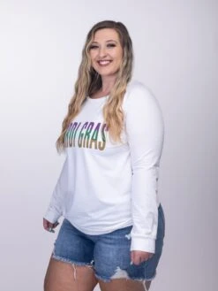 Mardi Gras Boat Neck Long Sleeve Top | S - XL Mardi Gras -Bee Cool Store FSnDiHb9TNZUUBjGYsuJLxTkA4ymZ7lpZ4cl6dQN