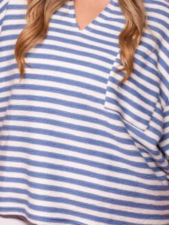 Striped Long Sleeve Split Neck Top W/ Back Buttons | 1X-3X -Bee Cool Store HIjwoCjkXh4xTySYnfLWAvl6CyoWGdspX6omW5Ar