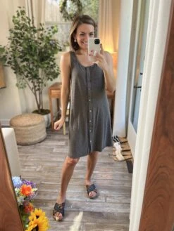 Mineral Washed Sleeveless Mini Dress | S - L