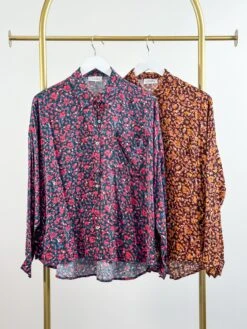 Floral Printed Button Down Long Sleeve Collared Blouse | S - 3X