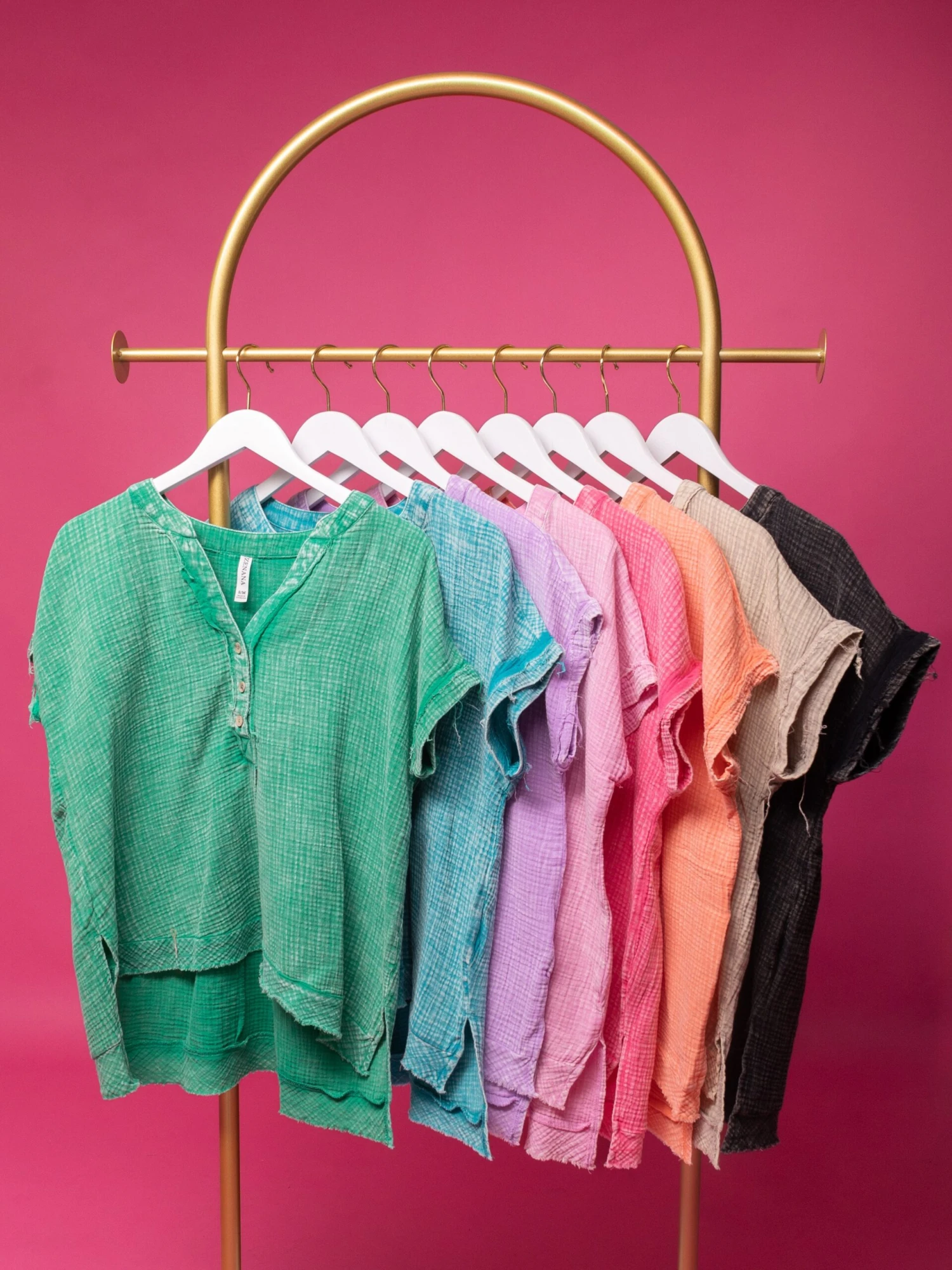 Zenana Washed Double Gauze 3/4 Button Henley Top | S/M-L/XL 11 Zenana Washed Double Gauze 3/4 Button Henley Top | S/M-L/XL - Image 9