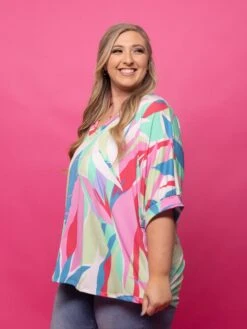 Short Sleeve Tropical Print Knit Top | S - 3X -Bee Cool Store V58mNKQk59fDM7T2cCvVDK2QvxSu7Gak40OLf1rZ