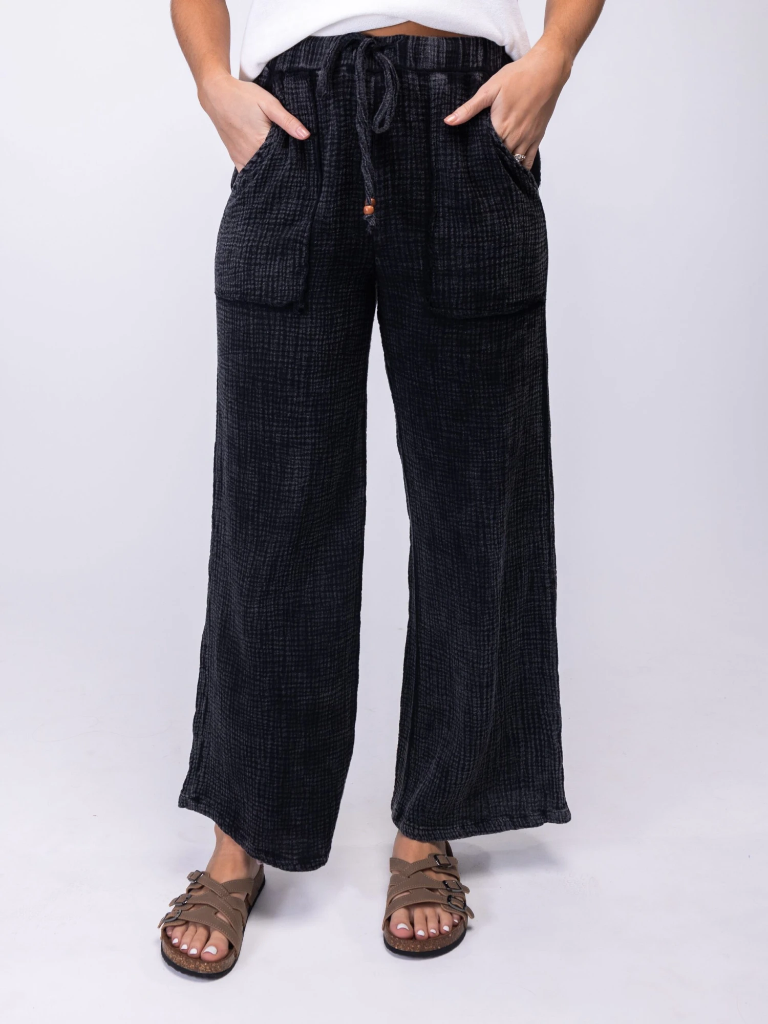 Wide Leg Drawstring Gauze Pants | S-L 4 Wide Leg Drawstring Gauze Pants | S-L - Image 2