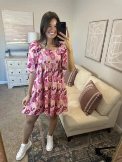 Square Neck 3/4 Puff Sleeve Floral Dress W/ Pockets | S-3X -Bee Cool Store XLdYzXpxTDa4bLie6e9mNVCd2HAGz1lAVFZ6Cpvn