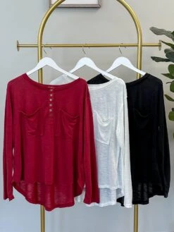 Long Sleeve Top W/ Buttons| S-L