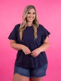 Washed Cotton Knit Flutter Sleeve Round Neck Top | S - XL -Bee Cool Store a5faf07d9fd281fae918ea42a3102fb6