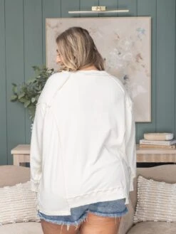 Washed Cotton Terry Long Sleeve Patchwork Top | S-XL Blue Velvet BE -Bee Cool Store a684cccc2d299f4c9930b582624932ed