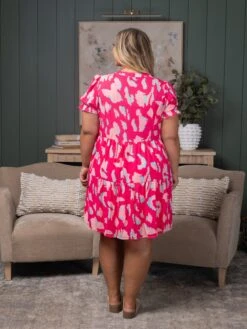 Abstract Printed Puff Short Sleeve Tiered Dress | S - XL -Bee Cool Store a801354a832ddc27e5f991873719f332