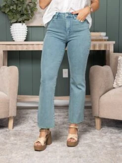 Zenana Acid Washed Frayed Cutoff Hem Straight Wide Pants | S-XL -Bee Cool Store a99232b4dc5cf021146384bb43f945f3